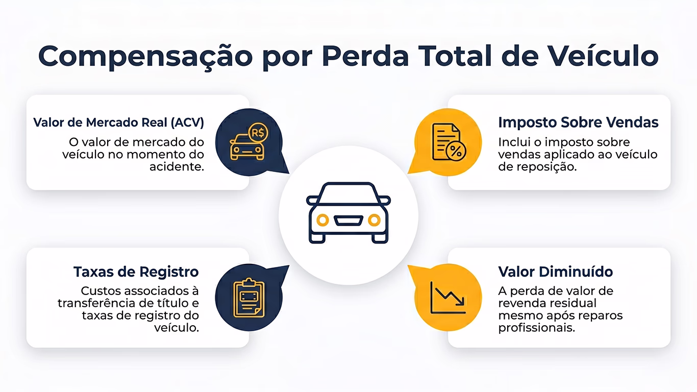 Infográfico de Compensação por Perda Total de Veículo na Flórida