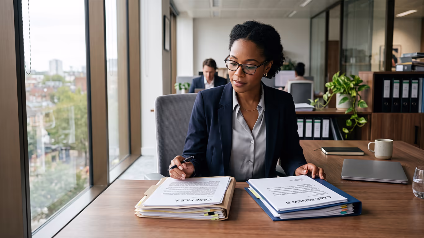 Business owner reviewing paperwork while deciding between Chapter 7 and Chapter 11 bankruptcy
