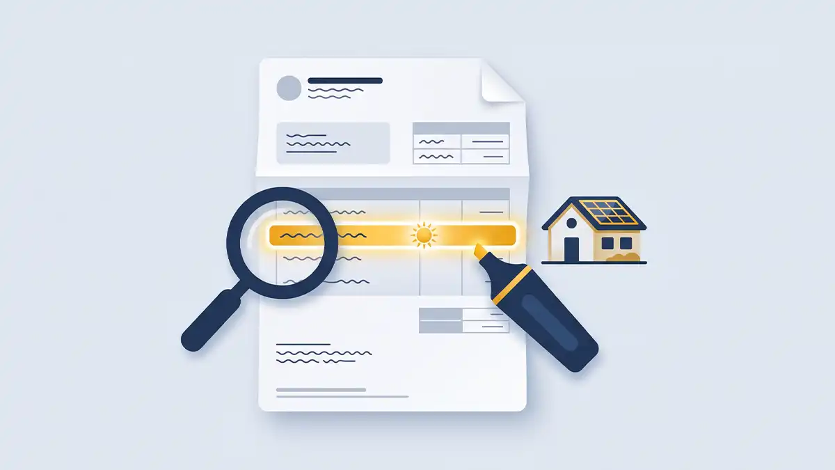PACE / Ygrene Assessment on Your Florida Tax Bill – Dispute Options Illustration of a Florida property tax bill with a highlighted PACE or Ygrene assessment line item next to a solar-panel home.