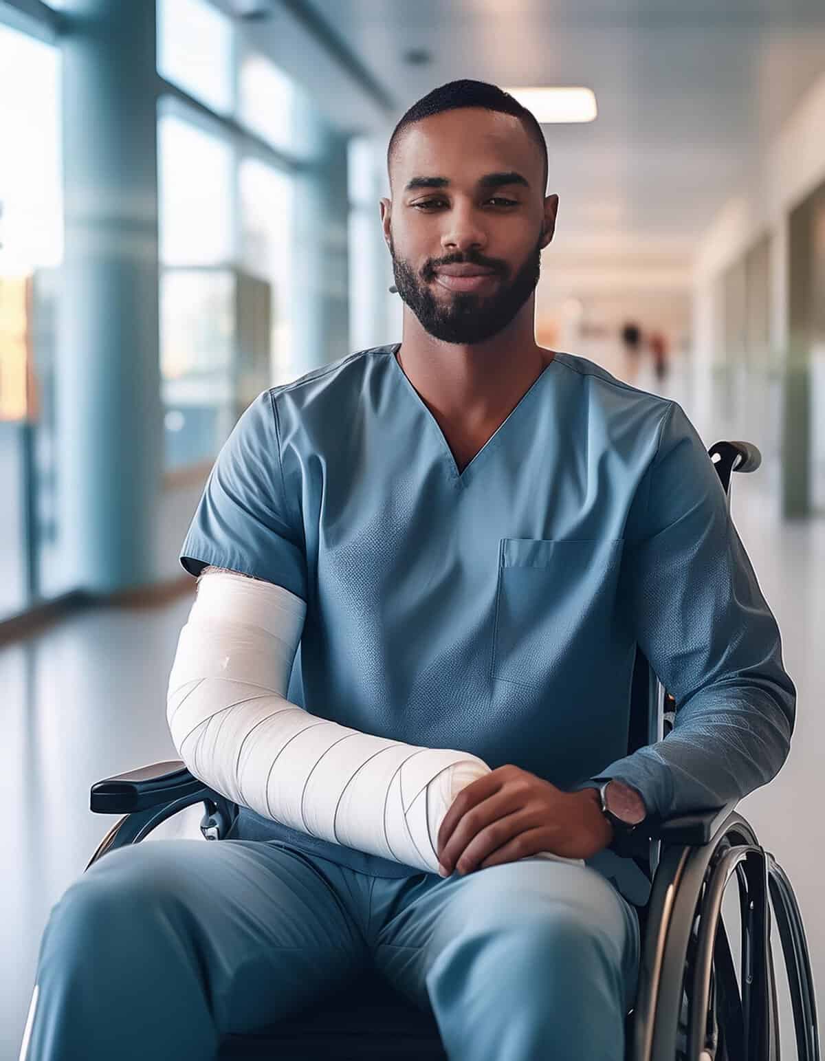 Hombre con lesiones personales en hospital Hombre con lesiones personales en hospital
